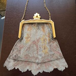 Vintage Mesh Evening Bag with Gold Frame